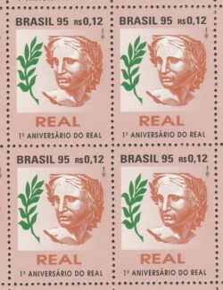 C 1949 Selo Aniversario do Real Economia 1995 Quadra
