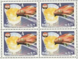 C 1954 Selo Campanha de Reducao de Acidentes nas Estradas Carro Alcool Transito 1995 Quadra