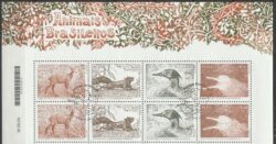 C 4200 Selo Animais Brasileiros Cervo Esquilo Pato Boto 2026 Octilha CBC DF Vinheta