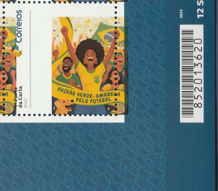 SI 131 Selo Institucional Paixao Verde Amarela pelo Futebol Bandeira 2026 Colorido Codigo de Barras Variedade