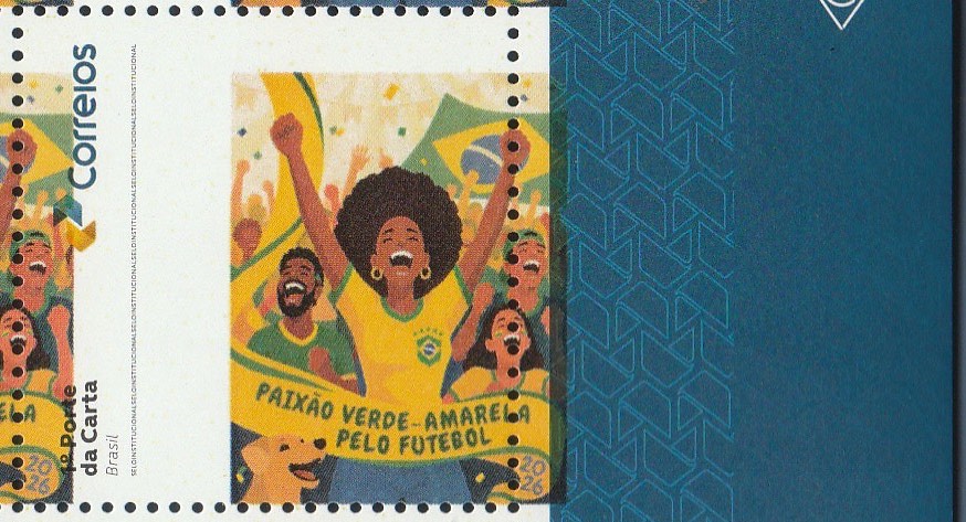 SI 131 Selo Institucional Paixao Verde Amarela pelo Futebol Bandeira 2026 Colorido Variedade Dir 1