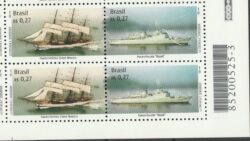 C 2289 Selo Navio Veleiro Cisne Branco Escola Militar 2000 Quadra Codigo de Barras