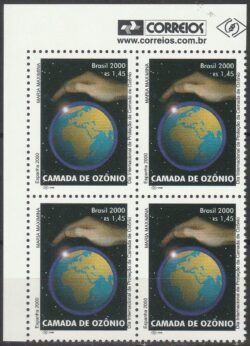 C 2300 Selo Camada de Ozonio Mapa Mao 2000 Quadra Vinheta Correios
