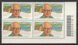 C 2491 Selo Carlos Drummond de Andrade Literatura Rio de Janeiro Oculos 2002 Quadra Codigo de Barras