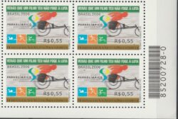 C 2651 Selo Atletas Paraolimpicos Paralimpiadas 2006 Quadra Codigo de Barras
