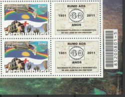 C 2777 Selo Personalizado Pernambuco Bandeira 2009 Sao Jose do Rio Preto Quadra Codigo de Barras