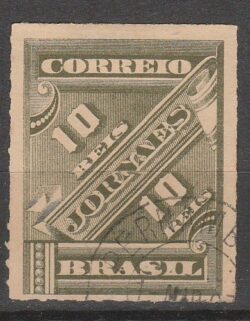 J 10 Selo Jornais Cifra Obliqua 10 Reis 1889 Circulado 4