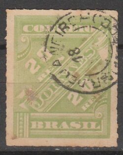 J 11 Selo Jornais Cifra Obliqua 20 Reis 1889 Circulado 3