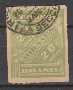 J 11 Selo Jornais Cifra Obliqua 20 Reis 1889 Circulado 6