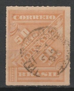 J 12 Selo Jornais Cifra Obliqua 50 Reis 1889 Circulado 6