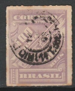 J 13 Selo Jornais Cifra Obliqua 100 Reis 1889 Circulado 1