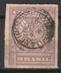 J 13 Selo Jornais Cifra Obliqua 100 Reis 1889 Circulado 4