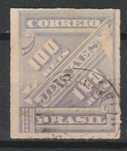 J 13 a Selo Jornais Cifra Obliqua 100 Reis 1889 Circulado 3