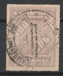 J 13 b Selo Jornais Cifra Obliqua 100 Reis 1889 Circulado 2