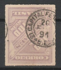 J 13 b Selo Jornais Cifra Obliqua 100 Reis 1889 Circulado 3