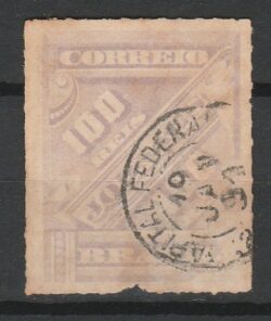 J 13 b Selo Jornais Cifra Obliqua 100 Reis 1889 Circulado 4