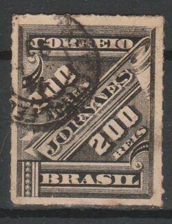 J 14 Selo Jornais Cifra Obliqua 200 Reis 1889 Circulado 2