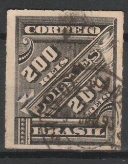 J 14 Selo Jornais Cifra Obliqua 200 Reis 1889 Circulado 4