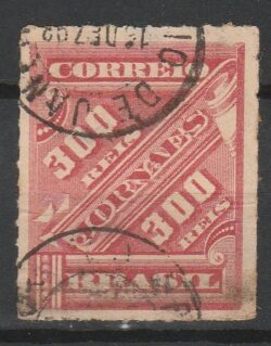 J 15 Selo Jornais Cifra Obliqua 300 Reis 1889 Circulado 1