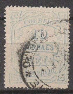 J 19 Selo Jornais Cifra Obliqua 10 Reis 1890 Circulado 1