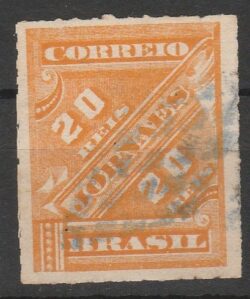 J 2 Selo Jornais Cifra Obliqua 20 Reis 1889 Circulado 1