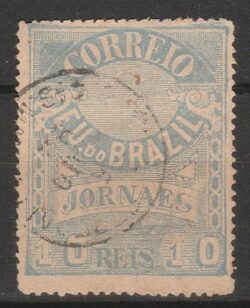 J 22 A Selo Jornais Cruzeiro do Sul 10 Reis 1890 Azul 13-14 Circulado 2