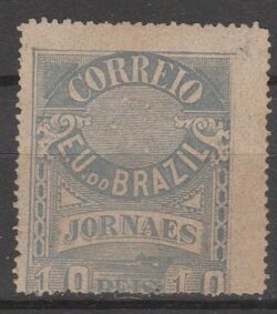 J 22 Ba Selo Jornais Cruzeiro do Sul 10 Reis 1890 Azul 13×14 2