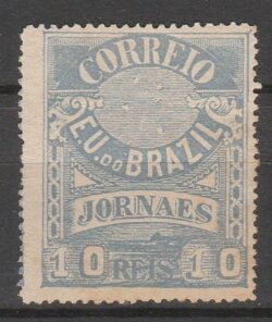 J 22 Ba Selo Jornais Cruzeiro do Sul 10 Reis 1890 Azul 13×14 3