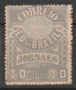 J 22 Bb Selo Jornais Cruzeiro do Sul 10 Reis 1890 Camurca 13,5 1