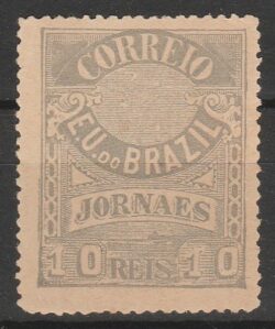 J 22 d Selo Jornais Cruzeiro do Sul 10 Reis 1890 Camurca 11,5 2
