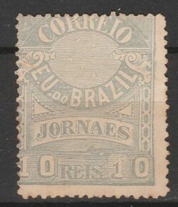 J 22 e Selo Jornais Cruzeiro do Sul 10 Reis 1890 Azul Ardosia 11,5 2