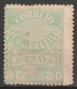 J 23 B Selo Jornais Cruzeiro do Sul 20 Reis 1890 Verde 11 2