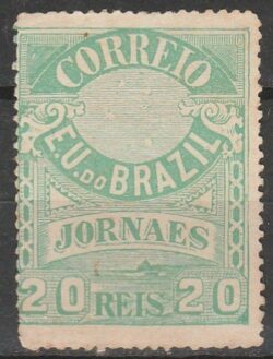 J 23 B Selo Jornais Cruzeiro do Sul 20 Reis 1890 Verde 13,25 1
