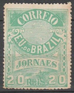 J 23 B Selo Jornais Cruzeiro do Sul 20 Reis 1890 Verde 14 1