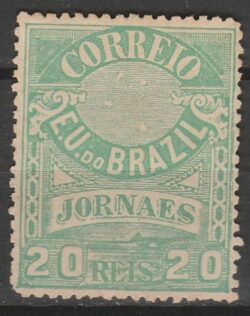 J 23 Selo Jornais Cruzeiro do Sul 20 Reis 1890 Verde 11,5 1