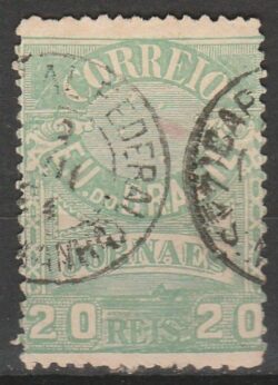 J 23 Selo Jornais Cruzeiro do Sul 20 Reis 1890 Verde 11 Circulado 1