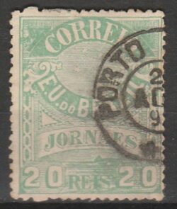 J 23 Selo Jornais Cruzeiro do Sul 20 Reis 1890 Verde 11 Circulado 2