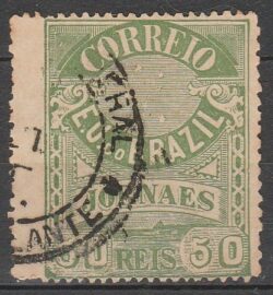 J 24 B Selo Jornais Cruzeiro do Sul 50 Reis 1890 Verde 13×11,25 Circulado 2