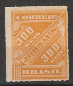 J 6 Selo Jornais Cifra Obliqua 300 Reis 1889 1