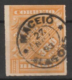 J 6 Selo Jornais Cifra Obliqua 300 Reis 1889 Circulado 2