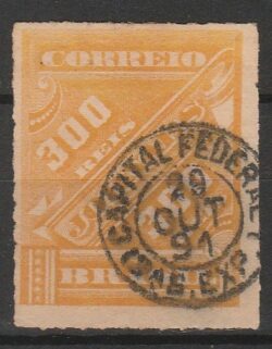 J 6 Selo Jornais Cifra Obliqua 300 Reis 1889 Circulado 3
