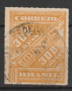 J 6 Selo Jornais Cifra Obliqua 300 Reis 1889 Circulado 4