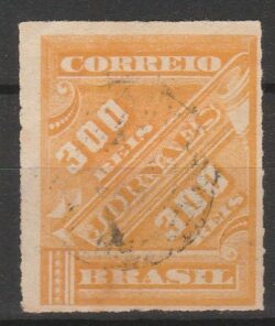 J 6 Selo Jornais Cifra Obliqua 300 Reis 1889 Circulado 5
