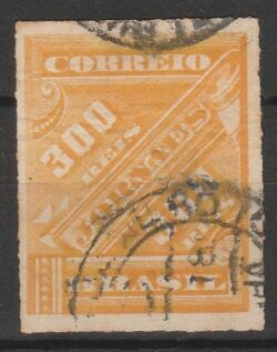 J 6 Selo Jornais Cifra Obliqua 300 Reis 1889 Circulado 6