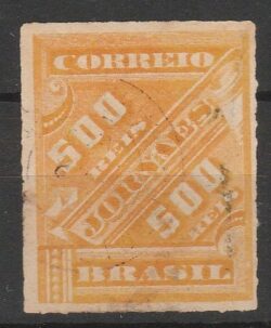 J 7 Selo Jornais Cifra Obliqua 500 Reis 1889 Circulado 1