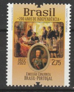 Selo Emissao Conjunta Bicentenario da Independencia Dom Pedro 2022 Portugal