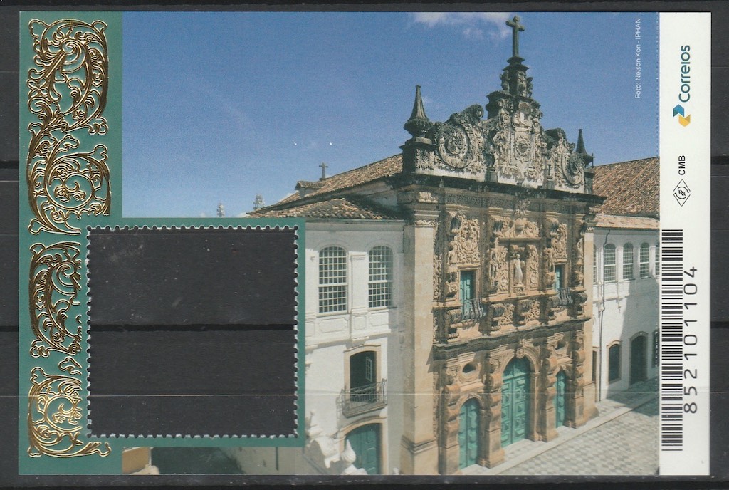 Vinheta do B 206 Bloco Selo Igreja Estilo Barroco Religiao Salvador 2017