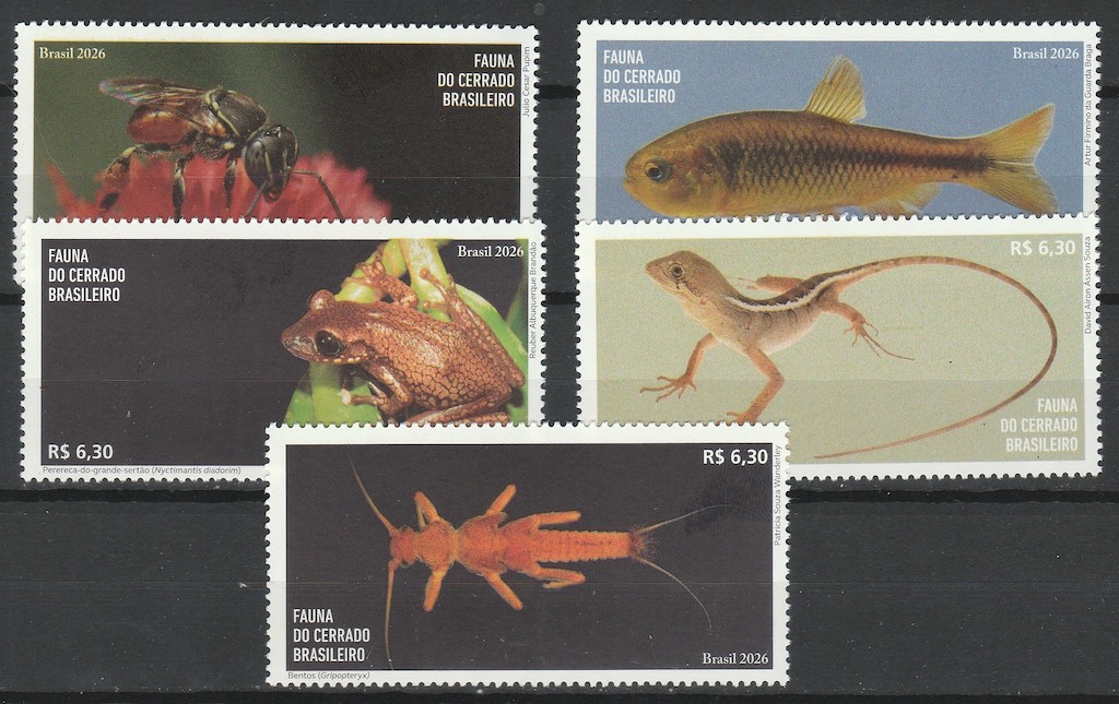 C 4216 Selo Fauna do Cerrado Brasileiro 2026 Serie Completa Separados