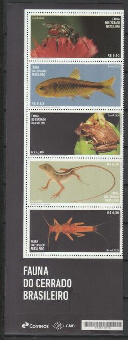 C 4216 Selo Fauna do Cerrado Brasileiro 2026 Serie Completa Vinheta Descricao