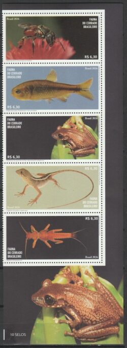 C 4216 Selo Fauna do Cerrado Brasileiro 2026 Serie Completa Vinheta Sapo
